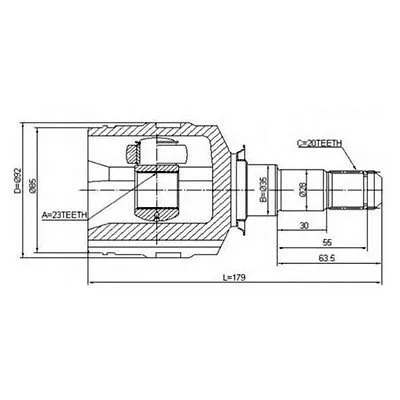 Фото №0 Patron ШРУС внутренний Auris (E150)/Corolla (E150) 07 /Avensis II (T250) 03 (23*35*20) ор 4304005110 Patron PCV1029