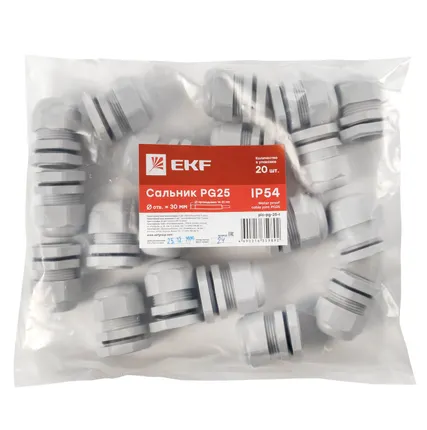 Фото №5 Сальник PG25 IP54 d отв. 30мм/d провод. 16-21мм PROxima EKF plc-pg-25-r