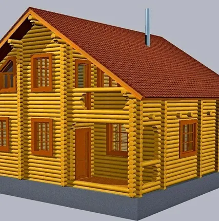 Фото №0 Сруб дома из оцилиндрованного бревна 9х9