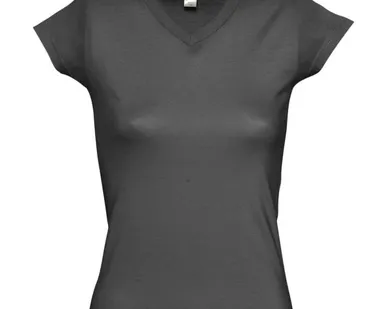 фото Футболка женская c V-образным вырезом MOON 150, темно-серая