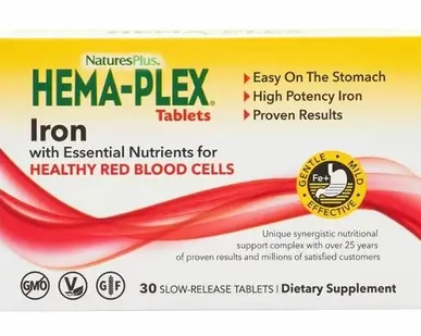 фото Natures Plus Hema-Plex, 30 таб. коробка