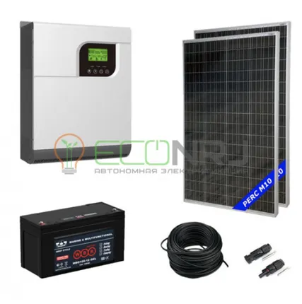 Фото №0 Солнечная электростанция 2.8 кВт*ч в сутки Solar GEL PWM 2024 МОНО с крепежом