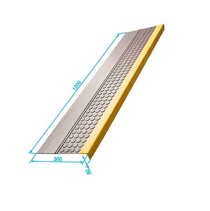 Фото №0 Проступь 1200*300*30 мм резиновая пятачковая, цвет Серый с Желтой полосой