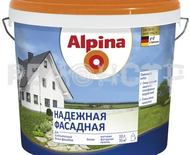 фото Краска вд фасад  2,5л надежная бел мат Alpina (1/105) П