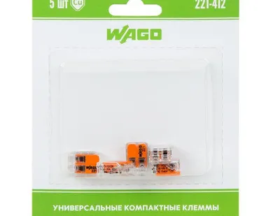 фото Клемма универс. компактная 2х пр. 221-412 (уп.5шт) WAGO 07-5161-05