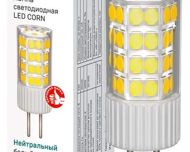 фото Лампа светодиодная CORN 5Вт капсула 4000К G4 230В керамика IEK LLE-CORN-5-230-40-G4