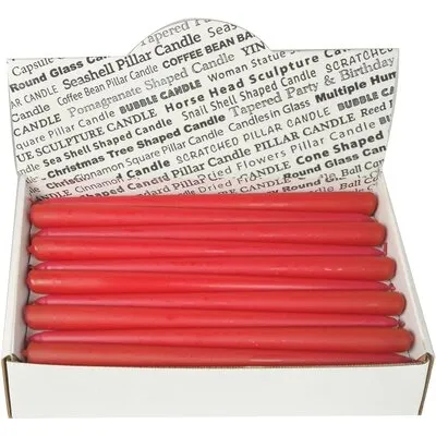 Фото №0 Свеча коническая h250d19 мм 30 шт 9часов горения КРАСНАЯ БЕЗ ЗАПАХА коробка "Horizon Candles"