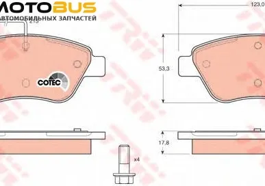 фото Комплект тормозных колодок, дисковый тормоз TRW GDB1482 Колодки тормозные