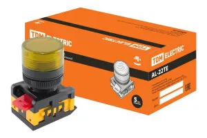 Фото №0 Лампа AL-22TE сигнальная d22мм желтый неон/230В цилиндр TDM