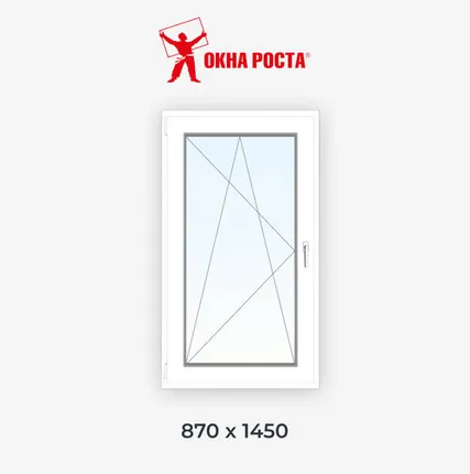 Фото №0 Пластиковое окно Евролайн 82 1-створчатое поворотно-откидное 870х1450мм