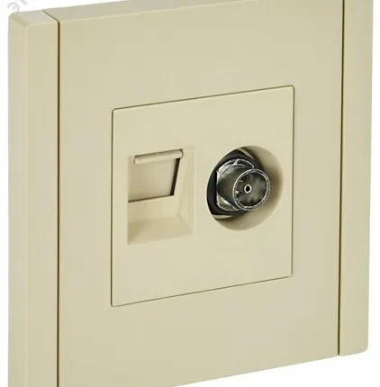 Фото №0 FORTE&PIANO Розетка двойная TV+RJ45 кат.5E FP436 ваниль IEK