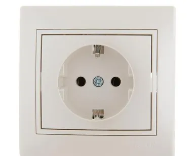 фото Розетка 1-м СП Мира керам. с заземл. жемчуж. бел. перламутр LEZARD 701-3030-122