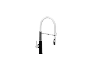 фото Смеситель для кухни FRAP F4452-7 с гибким изливом, цвет: хром-черный-белый