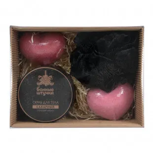 Фото №0 Банные штучки Подарочный набор "Страсть" 4 предмета (бурлящие шары,скраб,мочалка-бант) "Банные штучки"