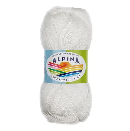 Фото №0 Пряжа ALPINA "VIVEN" 100% бамбук 50 г 405 м №01 БЕЛЫЙ