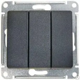 Фото №0 GLOSSA Выкл 3-клавишный, сх.3, АНТРАЦИТ в рамку