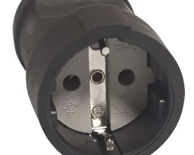 фото Штепсель с заземл. ПВХ-облив черн. 16А 250В (еврослот) UNIVersal ОА1020