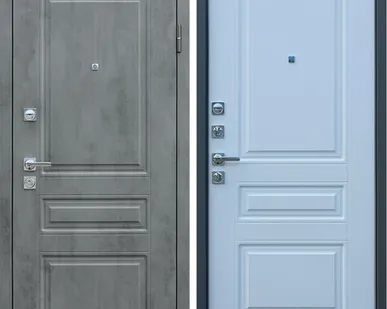 фото Входная дверь Лира бетон темный-классика белый матовый АСД