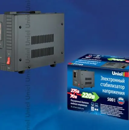 Фото №0 Стабилизатор RS-1/500LS Стабилизатор напряжения «Uniel» релейный однофазный напольный, 70-275 В, 500ВА