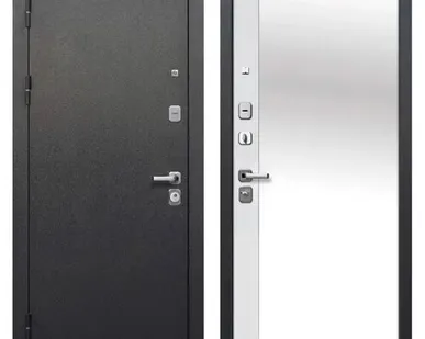 фото Дверь входная Гарда 9см (Ferroni) металл/МДФ с зеркалом, Антик серебро/Эмалит белый 2050х860мм, ЛЕВАЯ