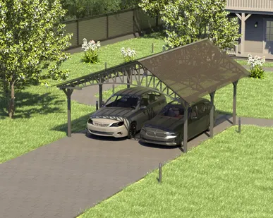 фото Двускатный навес №20 из поликарбоната 5,5х6,3 м