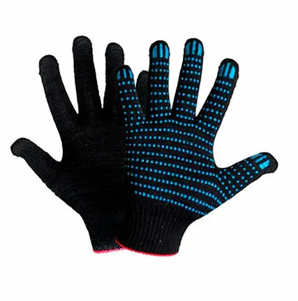 Фото №0 Перчатки (х/б с ПВХ) 5 ниток Чёрные //10