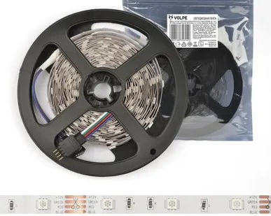 фото Светодиодная лента ULS-Q911 5050-30LED/m-8mm-IP20-DC12V-7,2W/m-5M-RGB Гибкая светодиодная лента на самоклеящейся основе. Катушка 5 м. в герметичной упаковке. Мультиколор. ТМ Volpe.