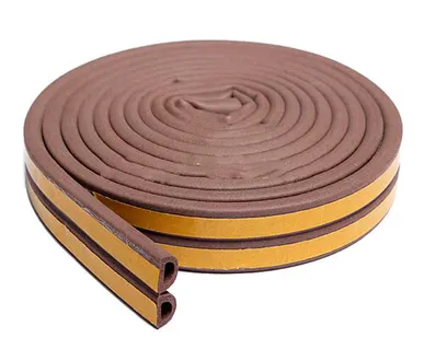 фото Уплотнитель двухполосный "УДАРНИК" для окон и дверей P100 (9x5,5мм) коричневый