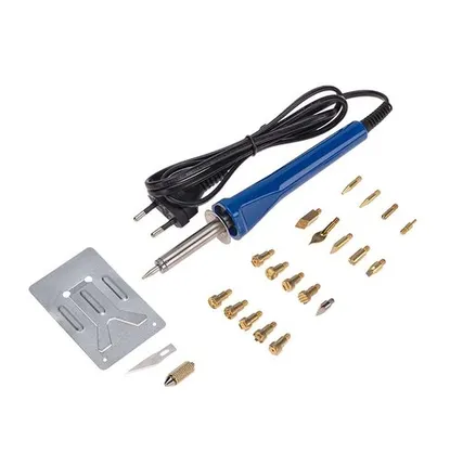 Фото №0 Выжигатель (набор паяльник - выжигатель), пирограф, 30Вт, 230В, 420-450°C, 21 насадка + подставка, коробка REXANT