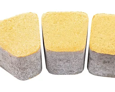 фото Тротуарная плитка Берит Комплект Готика Желтая 121х115х80, 103х115х80, 86х115х80 на белом цементе