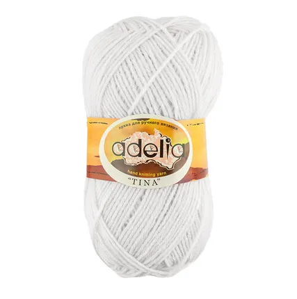 Фото №0 Пряжа ADELIA "TINA" 100% акрил 100 г 308 м №001 БЕЛЫЙ
