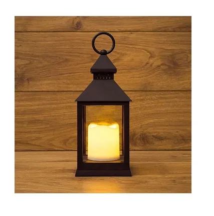 Фото №0 Фонарь декоративный со свечкой черн. корпус 10.5х10.5х24см тепл. бел. Neon-Night 513-051