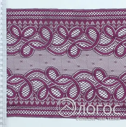 Фото №0 Кружево стрейч IS-241 185мм И, марсала (фиолетовый)