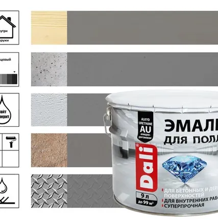 Фото №0 Эмаль Dali для пола, RAL 7040 cерый, 9 л