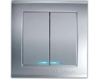 фото UNIVersal Выключатель 2-кл.СП Бриллиант 10А IP20 с подсветкой серебр.7949667 UNIVersal
