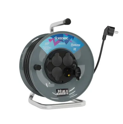 Фото №0 Удлинитель на катушке 4х30м с заземл. 16А IP44 ПВС 3х2.5 Космос YKKsm30m-4g-Z(2.5)IP