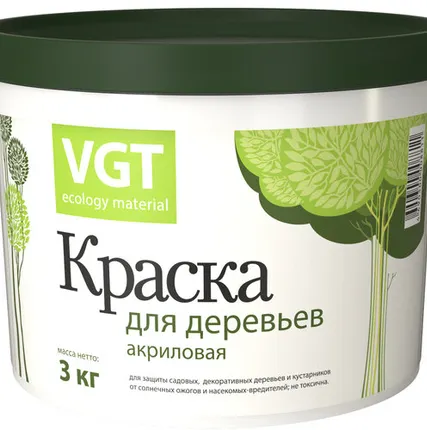 Фото №0 Краска Vgt водно-дисперсионная, для садовых деревьев, 3 кг