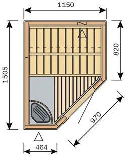 Фото №1 Сауна Harvia Variant S1215R (угловая правая, 1150х1505 мм, без печи, интерьер Formula из сосны)