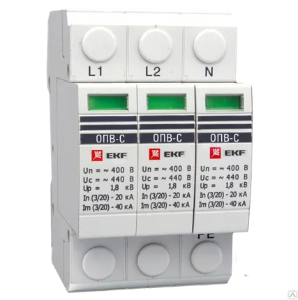 Фото №0 ОПВ-C/3P In 20кА 400В (с сигнализацией) EKF PROxima