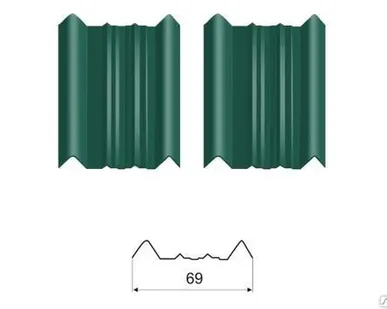 фото Металлический штакетник ШТ-69 6026 зеленый опал