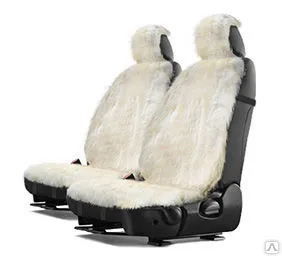 фото Накидки для автомобильных сидений, цвет белый, искусственый мех, комплект