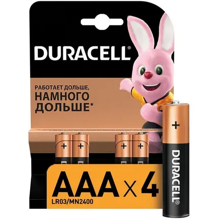 Фото №0 Элемент питания алкалиновый LR MN 2400/LR03 Basic BP-4 (блист.4шт) Duracell Б0014046/Б0026813