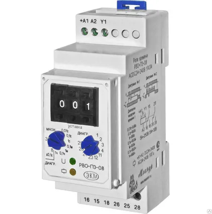 Фото №0 Реле времени РВО-П3-08  5А 24-240В AC/DC (0,01с-999ч) Меандр