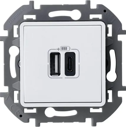 Фото №1 Устройство зарядное Inspiria с 2-мя USB разьемами A и C 240В / 5В 3000мА бел. Leg 673760