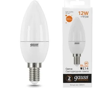 фото Светодиодная лампа Gauss Свеча 12W 880Lm 3000K E14 33112