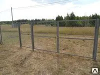 фото Ворота с калиткой затянутые сеткой рабицей 1,5х3 м, ПОД КЛЮЧ