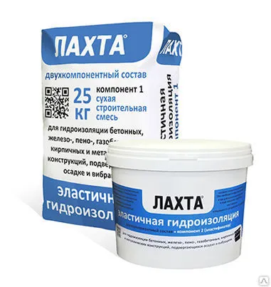 Фото №0 Гидроизоляция обмазочная Лахта Эластичная 2 компонентная 1/3