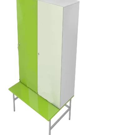 Фото №0 Шкаф-скамейка для раздевалок ЛДСП с двумя отсеками