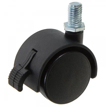 Фото №0 Колесо мебельное TECH-KREP Колесная опора поворотная Tech-Krep D40мм М8, с тормозом, с резьбой, черный нейлон 148470