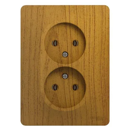 Фото №0 Розетка 2-м СП Glossa 16А IP20 без заземл. в сборе дерево дуб SE GSL000520